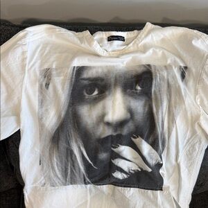 White Graphic T-Shirt dress  with Black and White Print